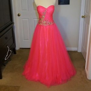 Bright pink prom or pageant dress